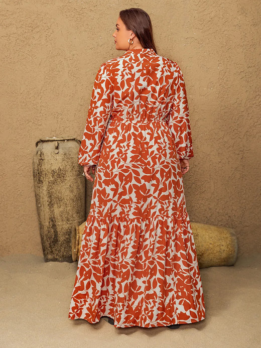 Notched Long Sleeve Maxi Dress - alternate view 2