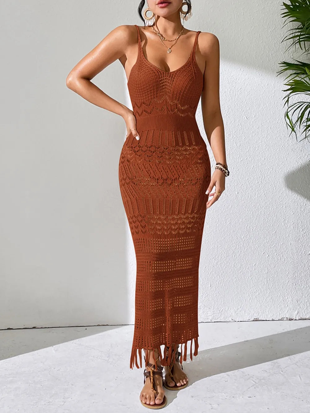 Openwork Scoop Neck Cover-Up Sleeveless Dress - alternate view 8