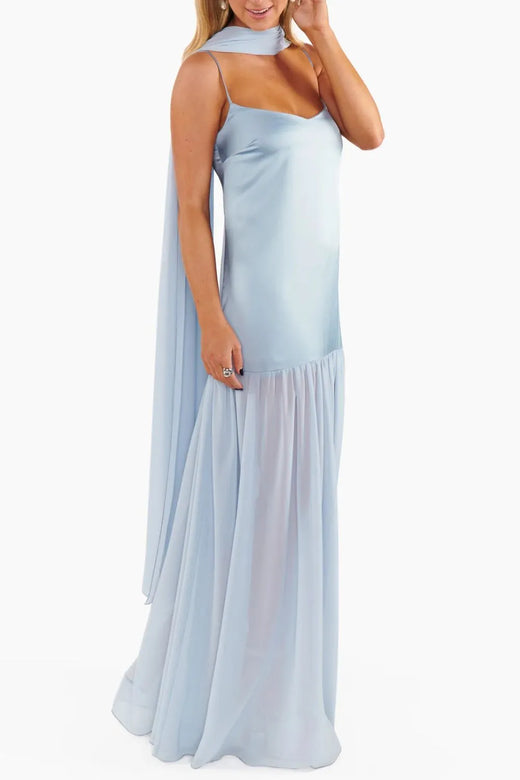 Adjustable Strap Maxi Cami Dress with Scarf - alternate view 4