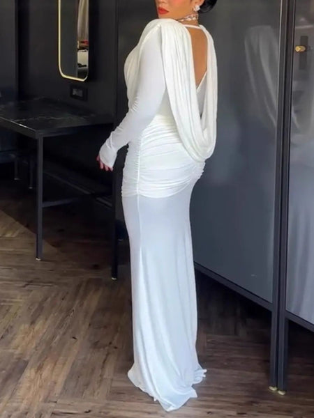 Ruched Long Sleeve Maxi Dress - alternate view 2
