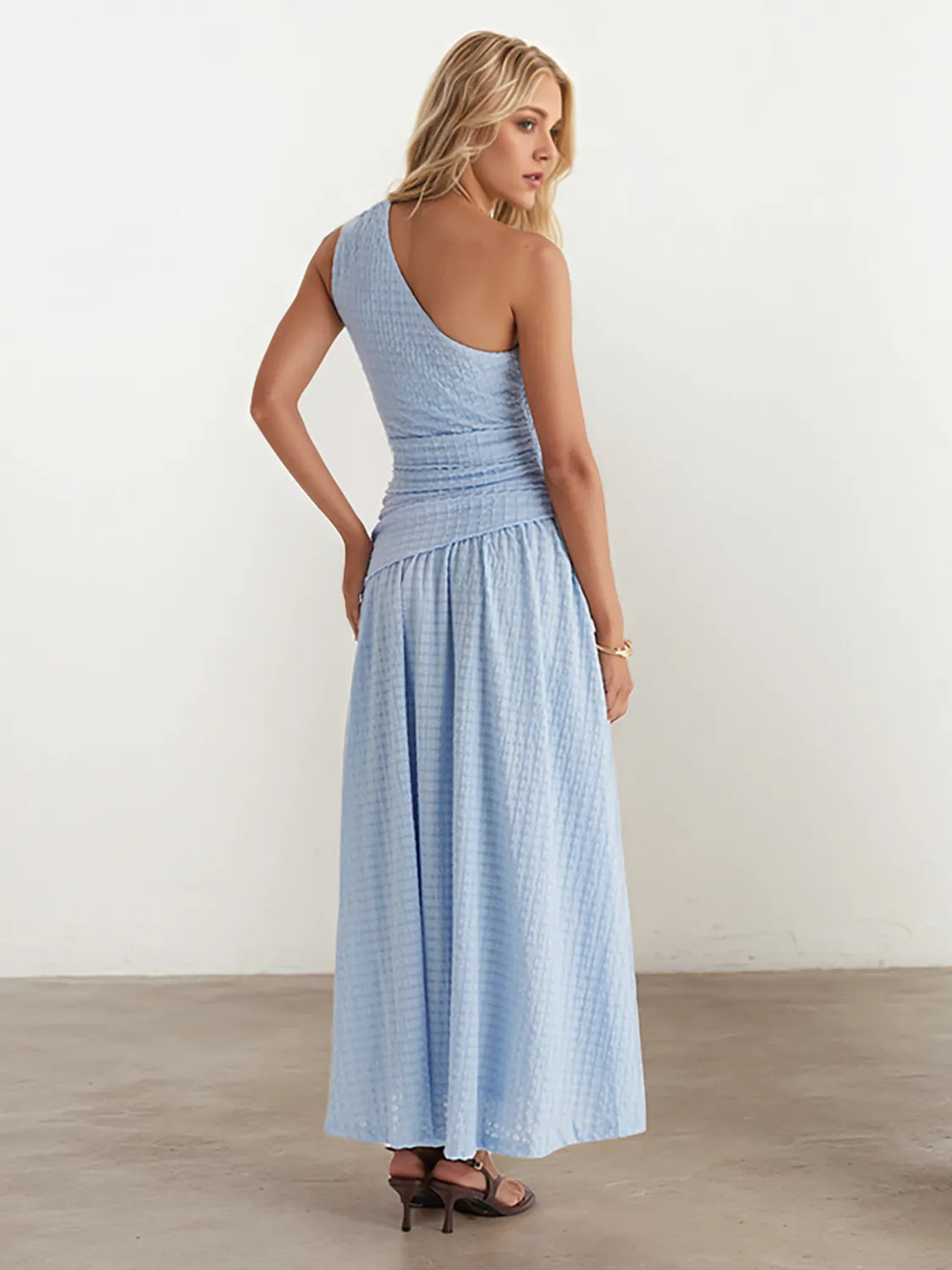 Textured Single Shoulder Dress - alternate view 2
