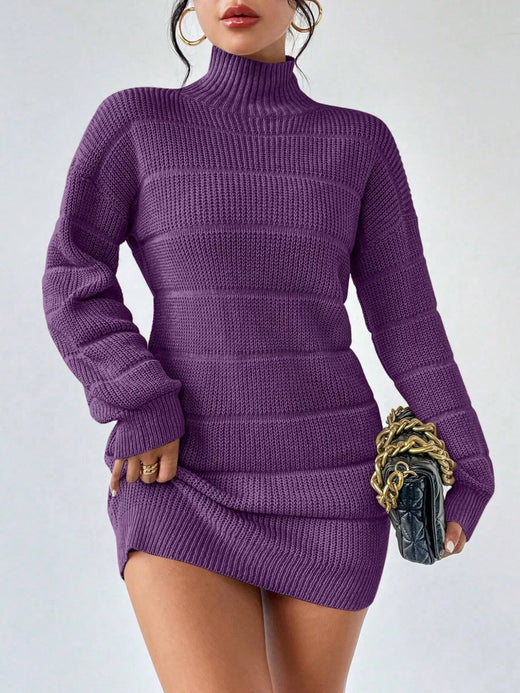 Turtleneck Long Sleeve Sweater Dress - alternate view 6