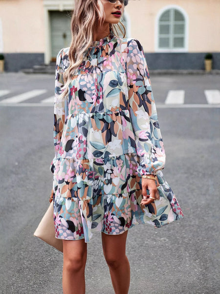 Printed Long Sleeve Mini Dress - alternate view 2