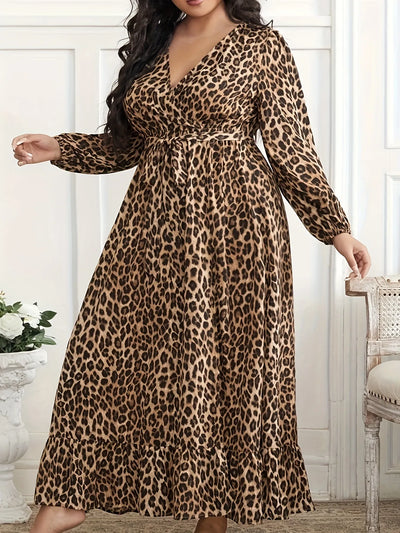 Leopard Print Surplice Maxi Dress