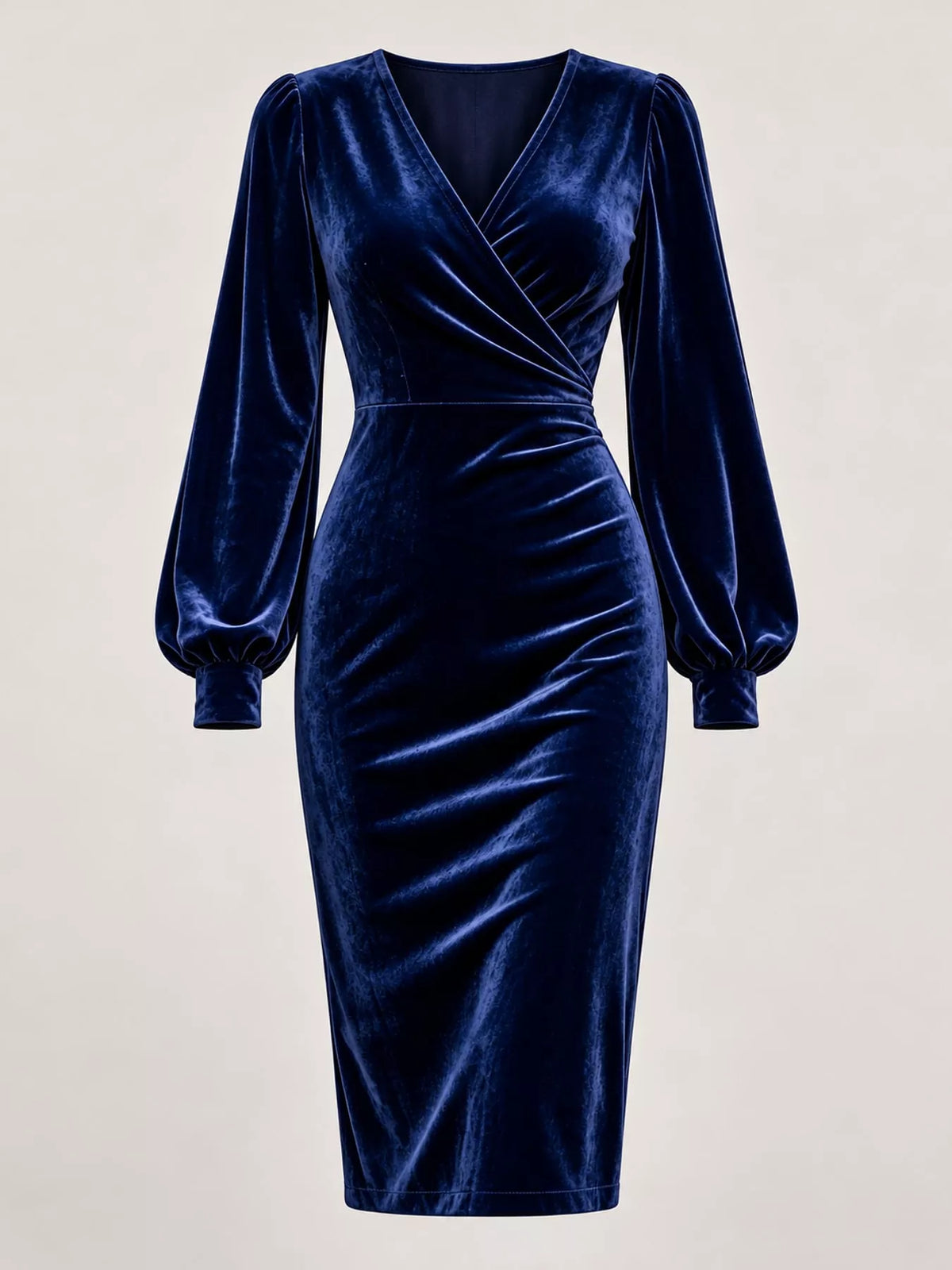 Full Size Velvet Long-Sleeve Wrap Dress Plus Size - alternate view 12