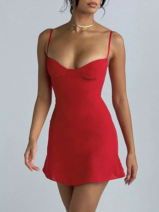 Sweetheart Neck Spaghetti Strap Mini Dress - alternate view 2