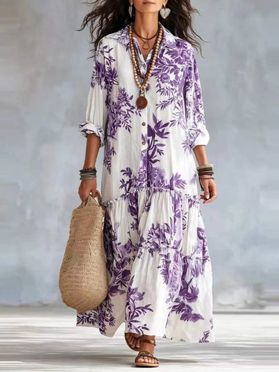 Printed Button Front Maxi Dress - alternate view 6