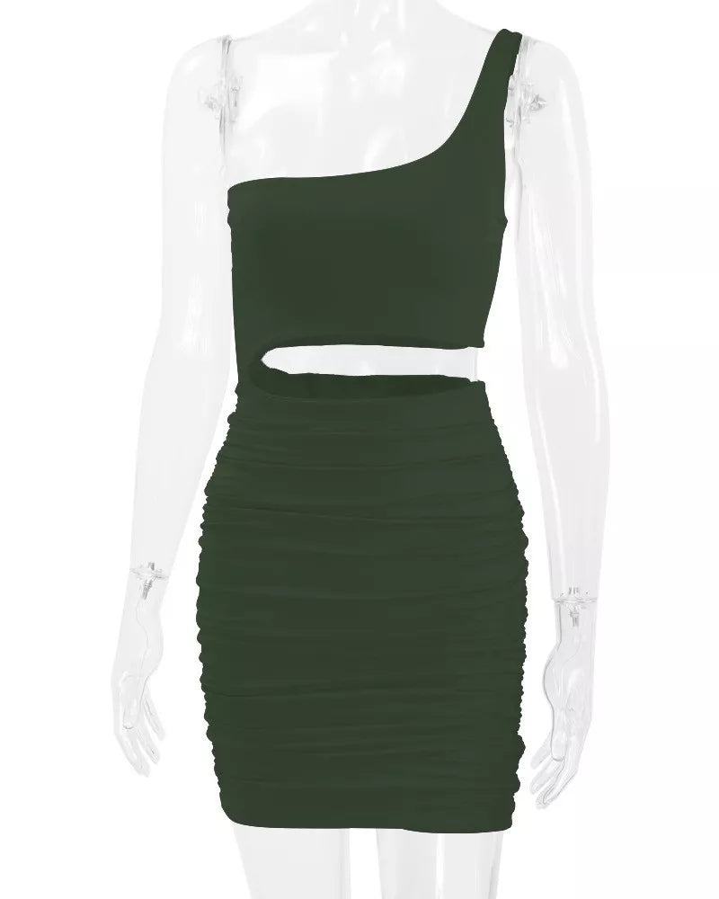 One-Shoulder Cutout Ruched Bodycon Mini Dress - alternate view 65