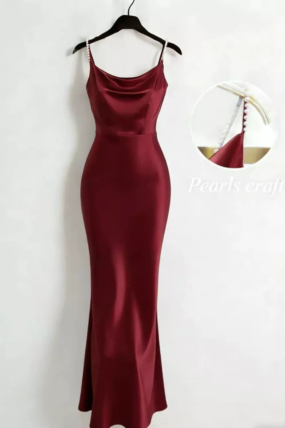 Pearl Strap Cowl Neck Satin Maxi Dress - alternate view 6