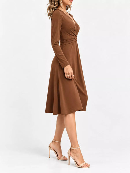 Full Size Ruched Front Midi Dress Plus Size - alternate view 32