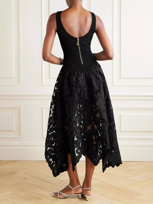 Sleeveless Ribbed Crochet Midi Dress - alternate view 3