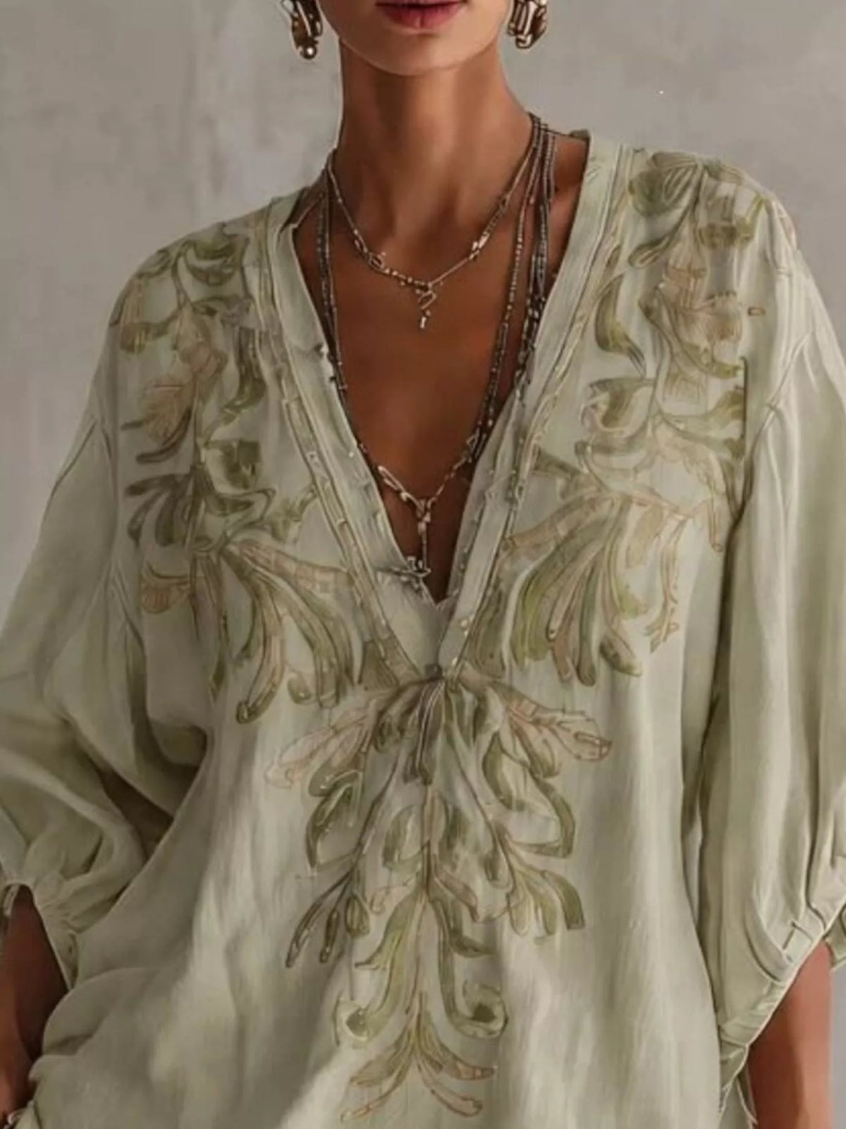 Full Size Embroidered V-Neck Mini Dress Plus Size - alternate view 5