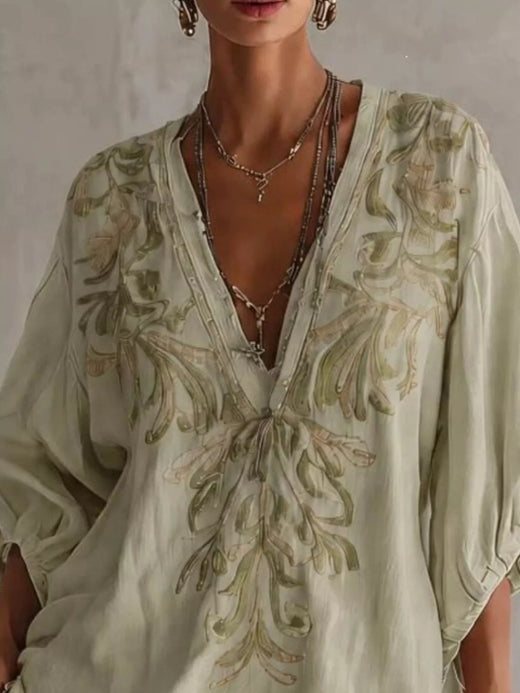 Full Size Embroidered V-Neck Mini Dress Plus Size - alternate view 5