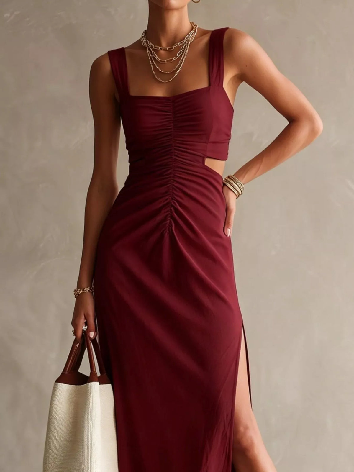 Ruched Cut-Out Midi Dress - alternate view 10
