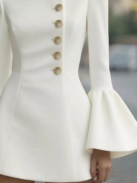 Bell Sleeve Mini Dress with Front Button - alternate view 9