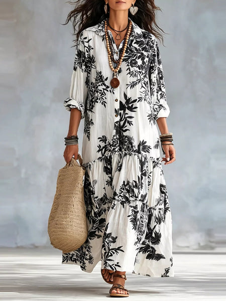 Printed Button Front Maxi Dress - alternate view 4