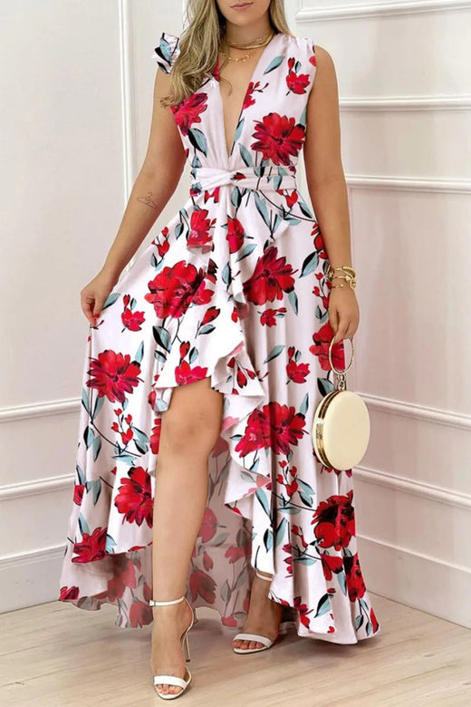 Ruffled Plunge Sleeveless Maxi Dress - alternate view 2