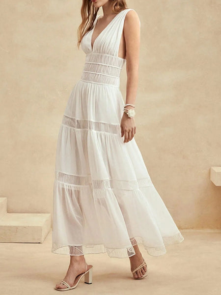 Tiered V-Neck Sleeveless Maxi Dress - alternate view 2