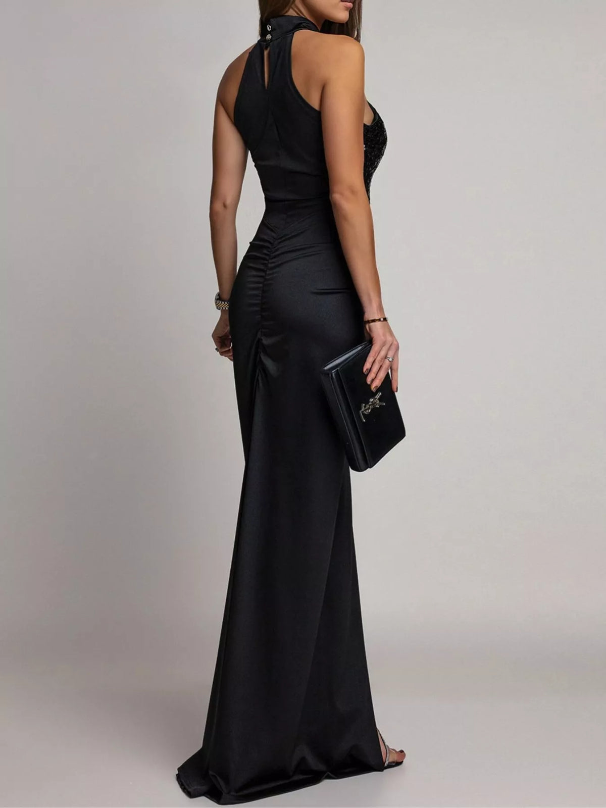 Sequin High Slit Sleeveless Maxi Dress - alternate view 4