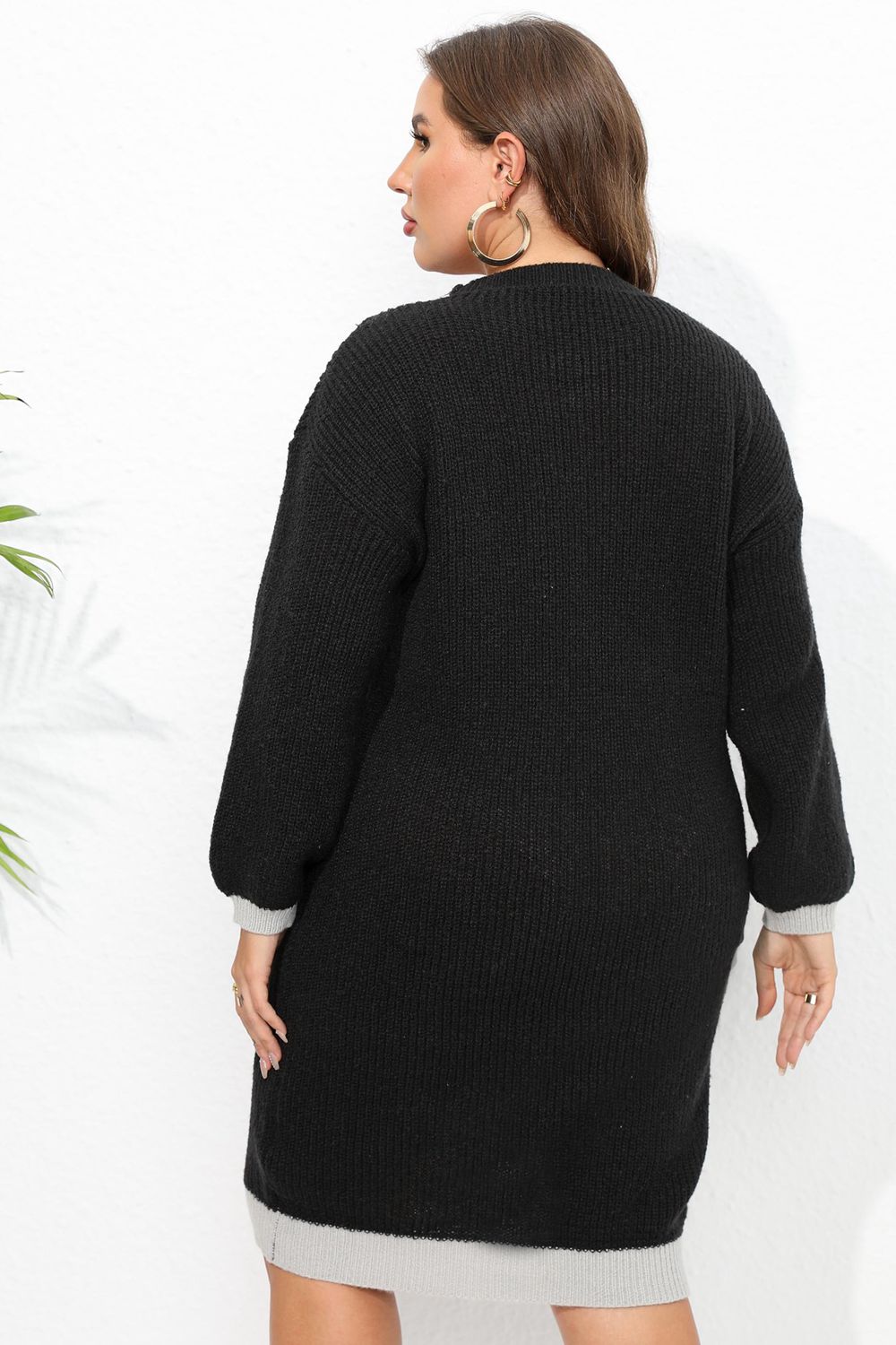 Plus Size Long Sleeve Sweater Dress - alternate view 9
