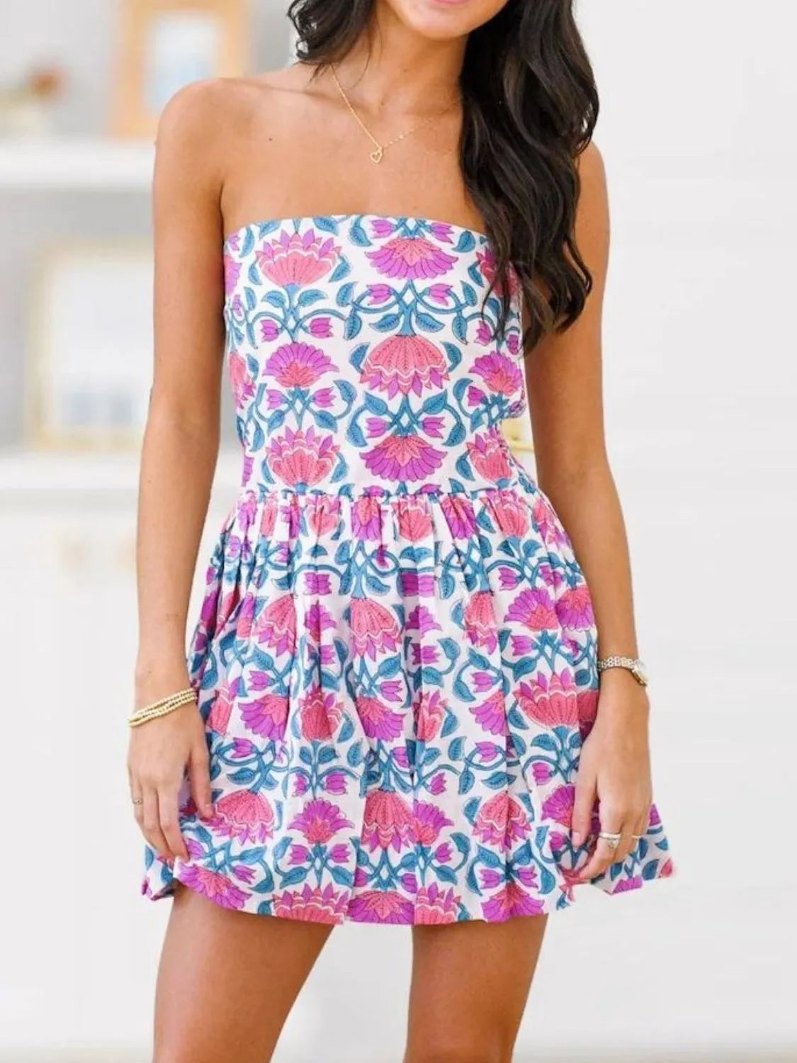 Printed Tube Mini Dress - alternate view 2