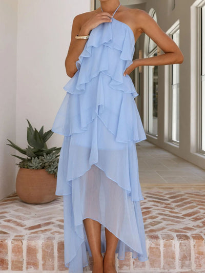 Layered Ruffled Halter Neck Dress - alternate view 9