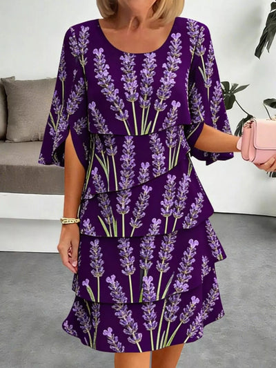 Floral Print Ruffle Hem Dress - alternate view 4
