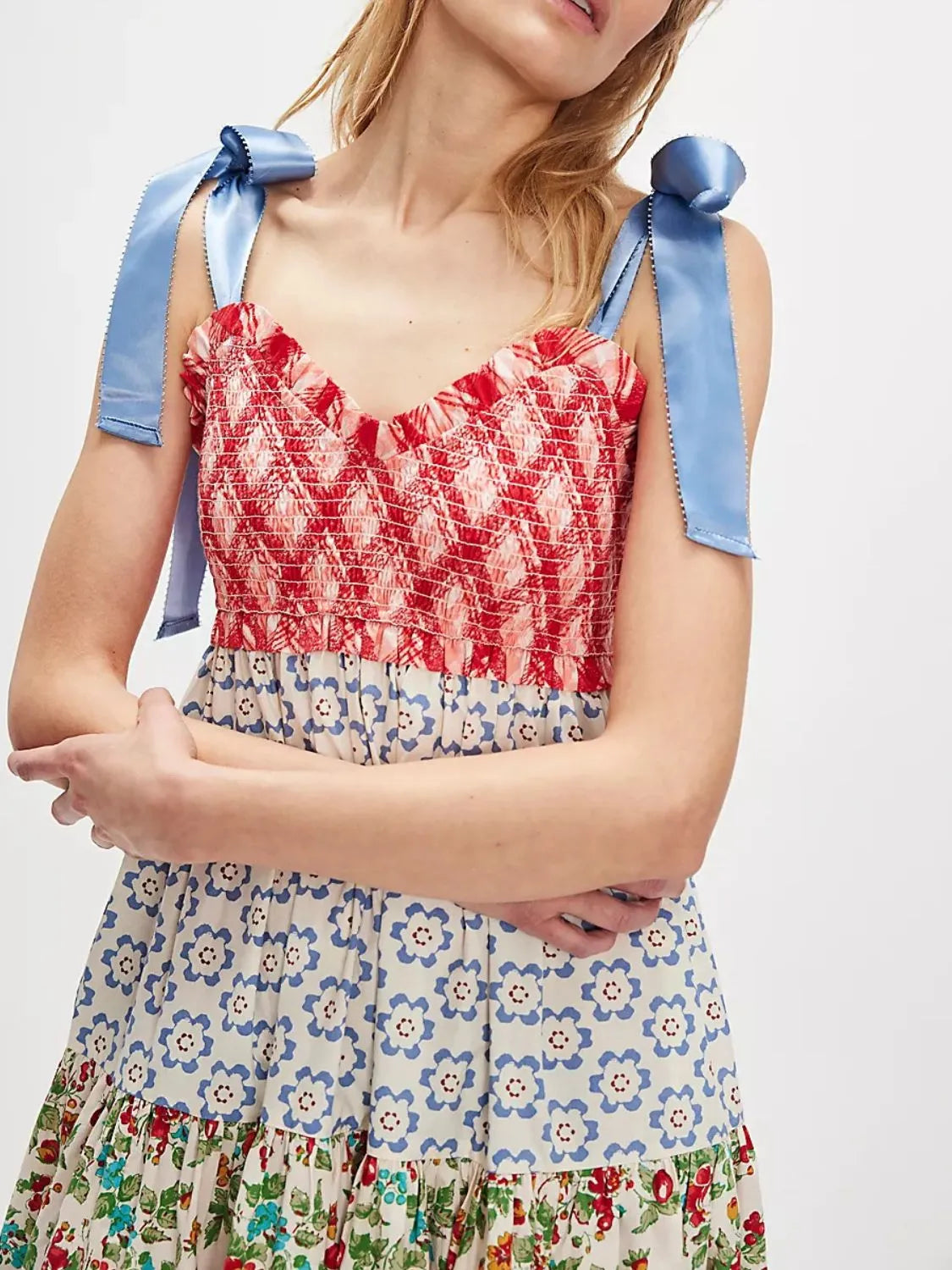 Printed V-Neck Tie Shoulder Cami Dress - alternate view 2