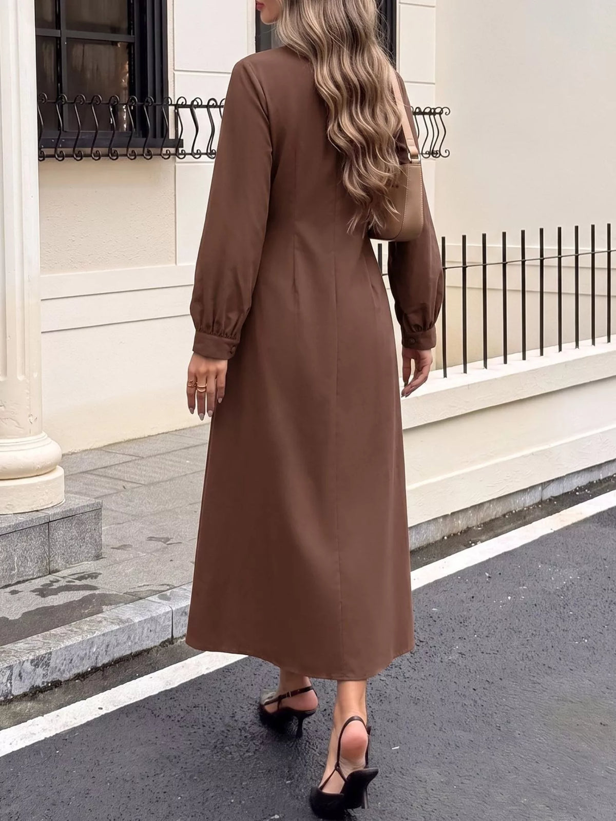 Button-Down Long Sleeve Midi Dress - alternate view 5