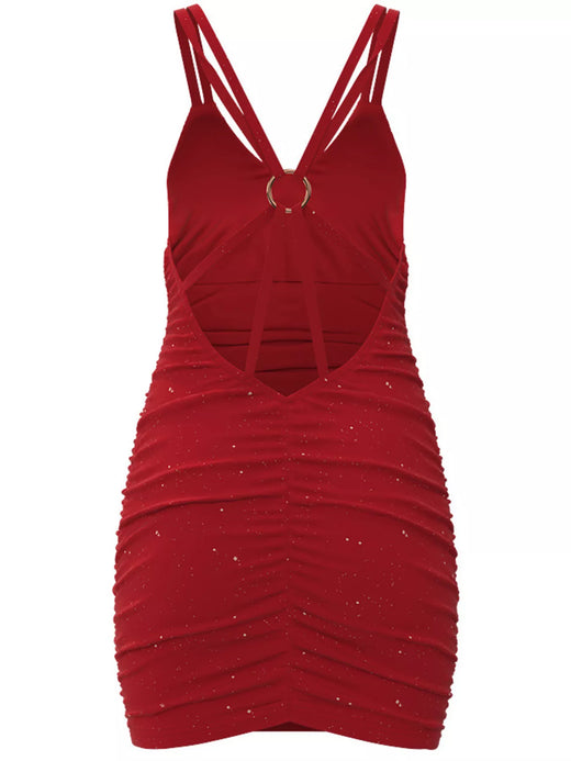 Glitter Ruched Bodycon Mini Dress - alternate view 4