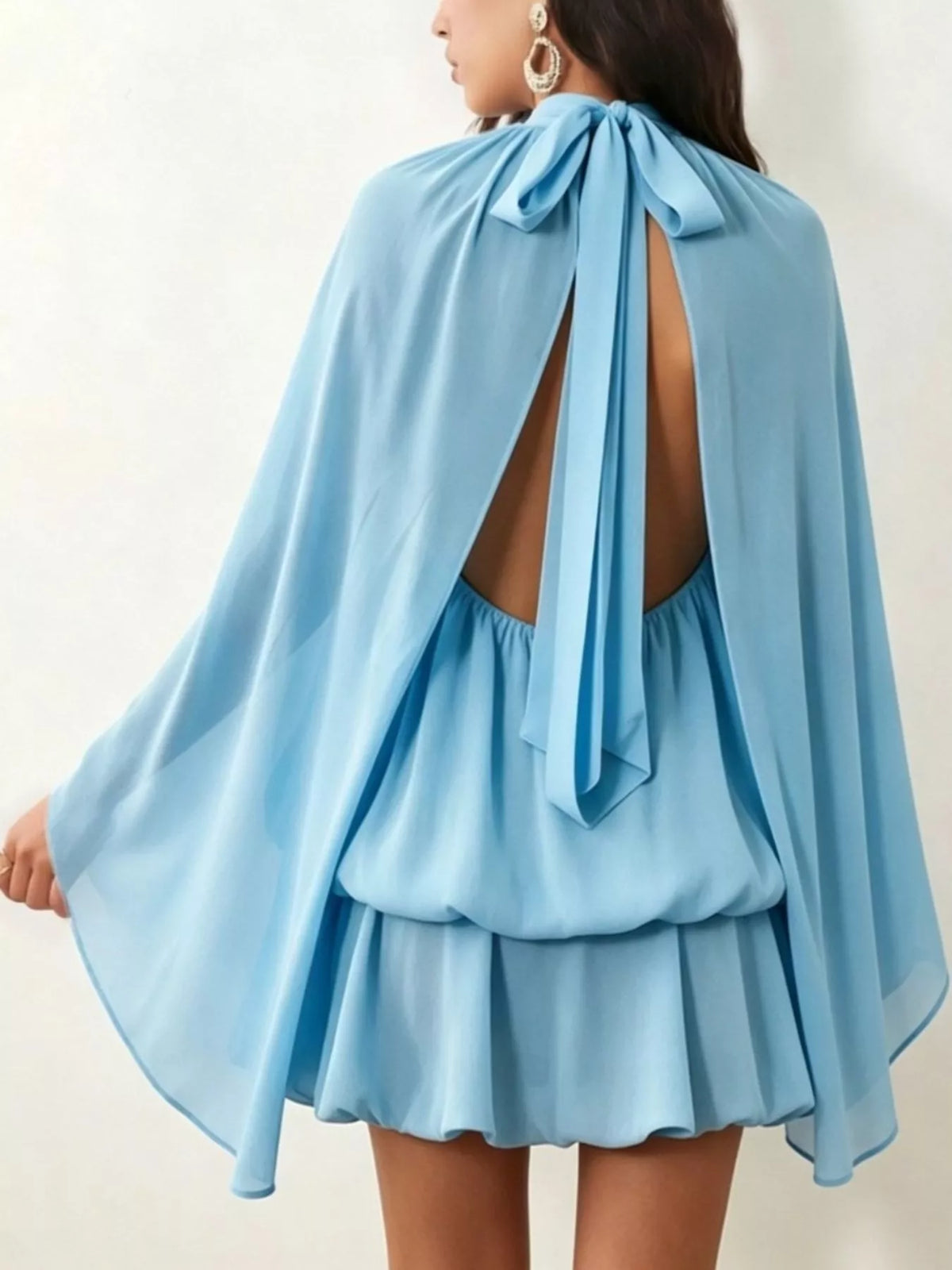Tie Back Flare Sleeve Mini Dress - alternate view 4