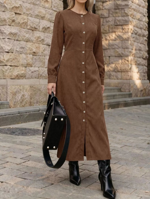 Corduroy Button-Down Maxi Dress - alternate view 3