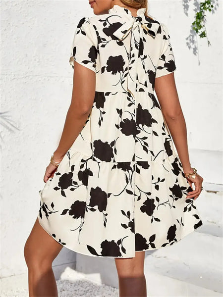 Printed Short Sleeve Mini Dress - alternate view 4