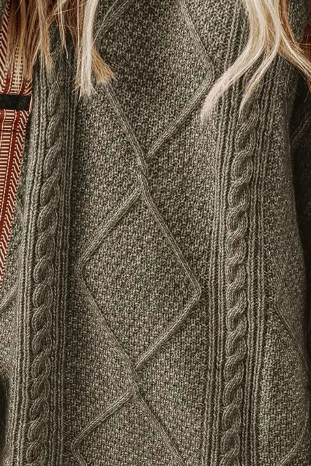 Cable-Knit Round Neck Sweater Dress - alternate view 3