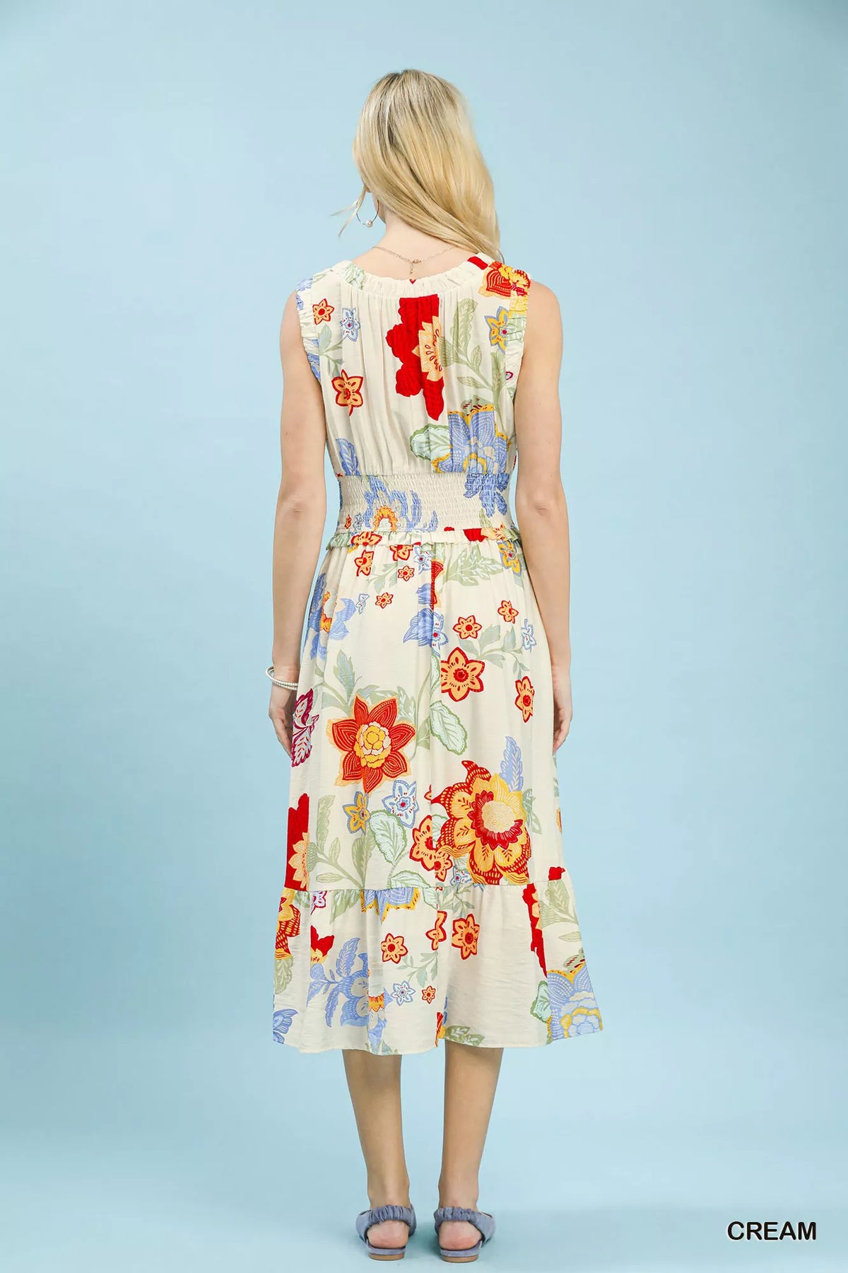 Floral Smocked Midi Dress - alternate view 3