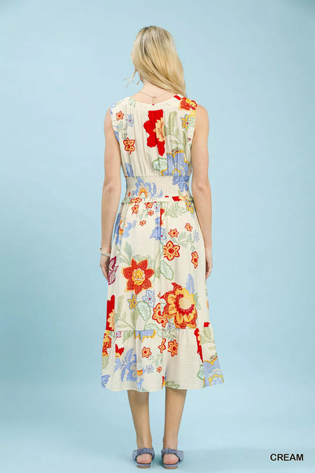 Floral Smocked Midi Dress - alternate view 3