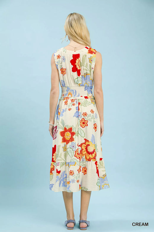 Floral Smocked Midi Dress - alternate view 3