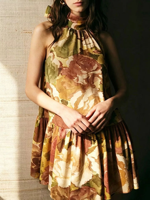 Full Size Floral Print Sleeveless Mini Dress Plus Size - alternate view 6