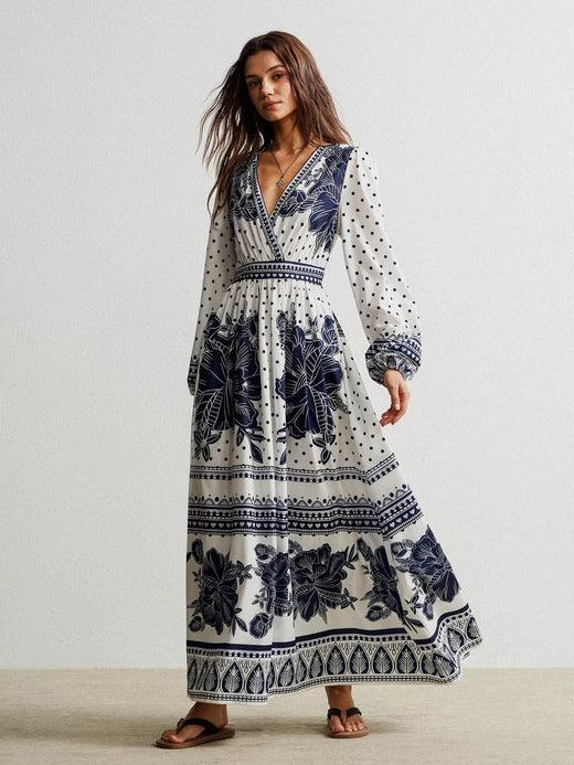 Floral Print Long Sleeve Maxi Dress - alternate view 2