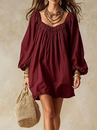 Flowy Balloon Sleeve Mini Dress - alternate view 12