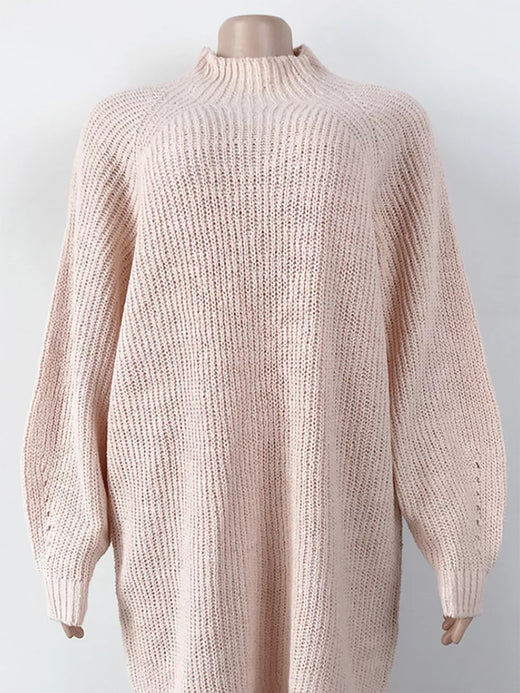 Mock Neck Dropped Shoulder Sweater Dress - alternate view 2