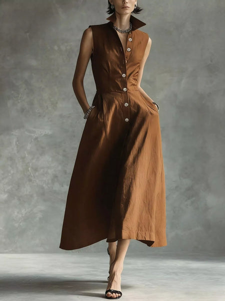 Sleeveless Button-Down Midi Shirt Dress - alternate view 10