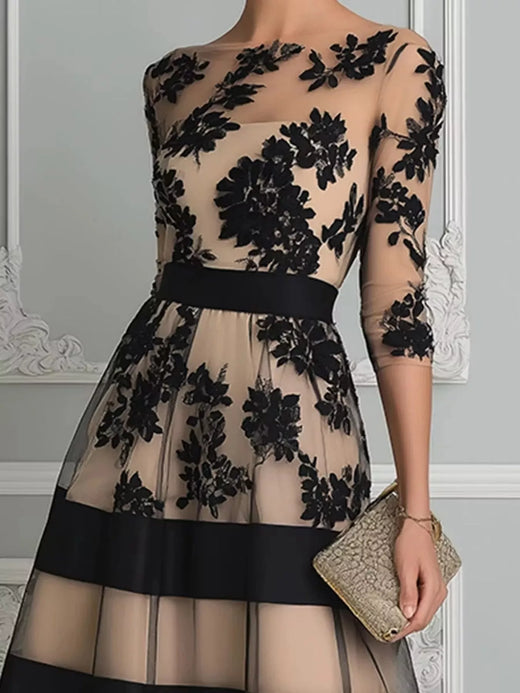 Floral Tulle A-Line Midi Dress - alternate view 2