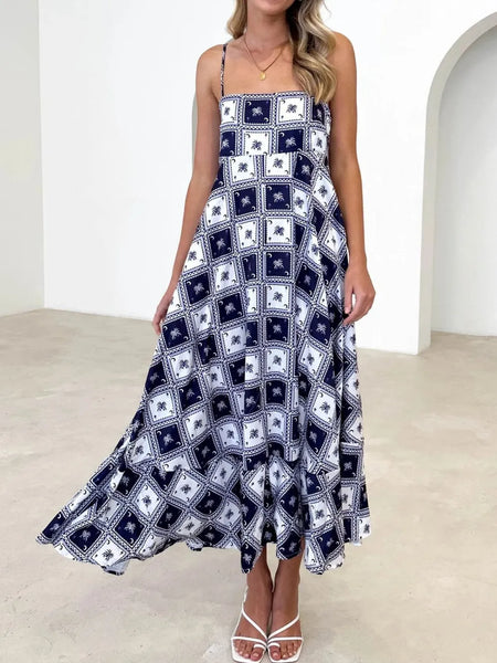 Printed Square Neck Sleeveless Midi Cami Dress - alternate view 3