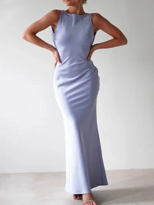 Satin Sleeveless Maxi Dress - alternate view 5