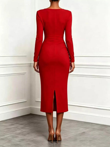 Ruffled Surplice Long Sleeve Dress - alternate view 5