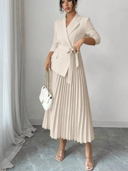 Blazer-Style Pleated Midi Dress - alternate view 4