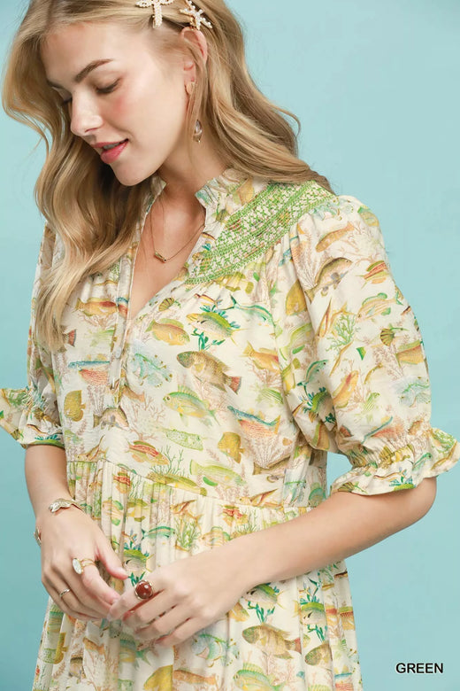 Print Tiered Midi Dress - alternate view 5