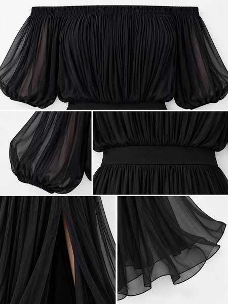 Full Size Off-Shoulder Ruched Chiffon Maxi Dress Plus Size - alternate view 5