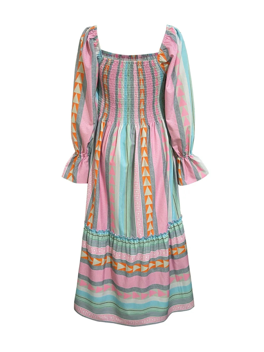 Ruffled Striped Long Sleeve Dress - alternate view 2